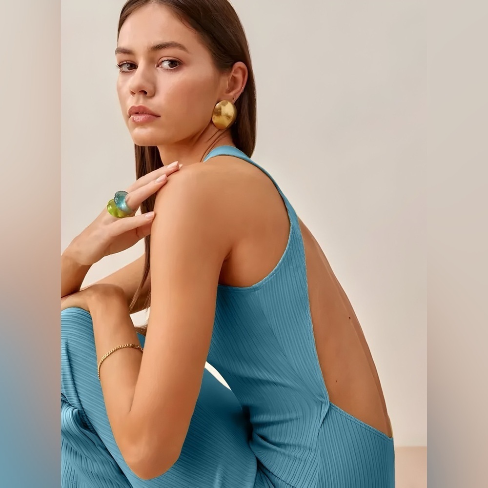 Reformation Candice BodyCon Cutout Midi Dress | Morning Glory Blue | Size L